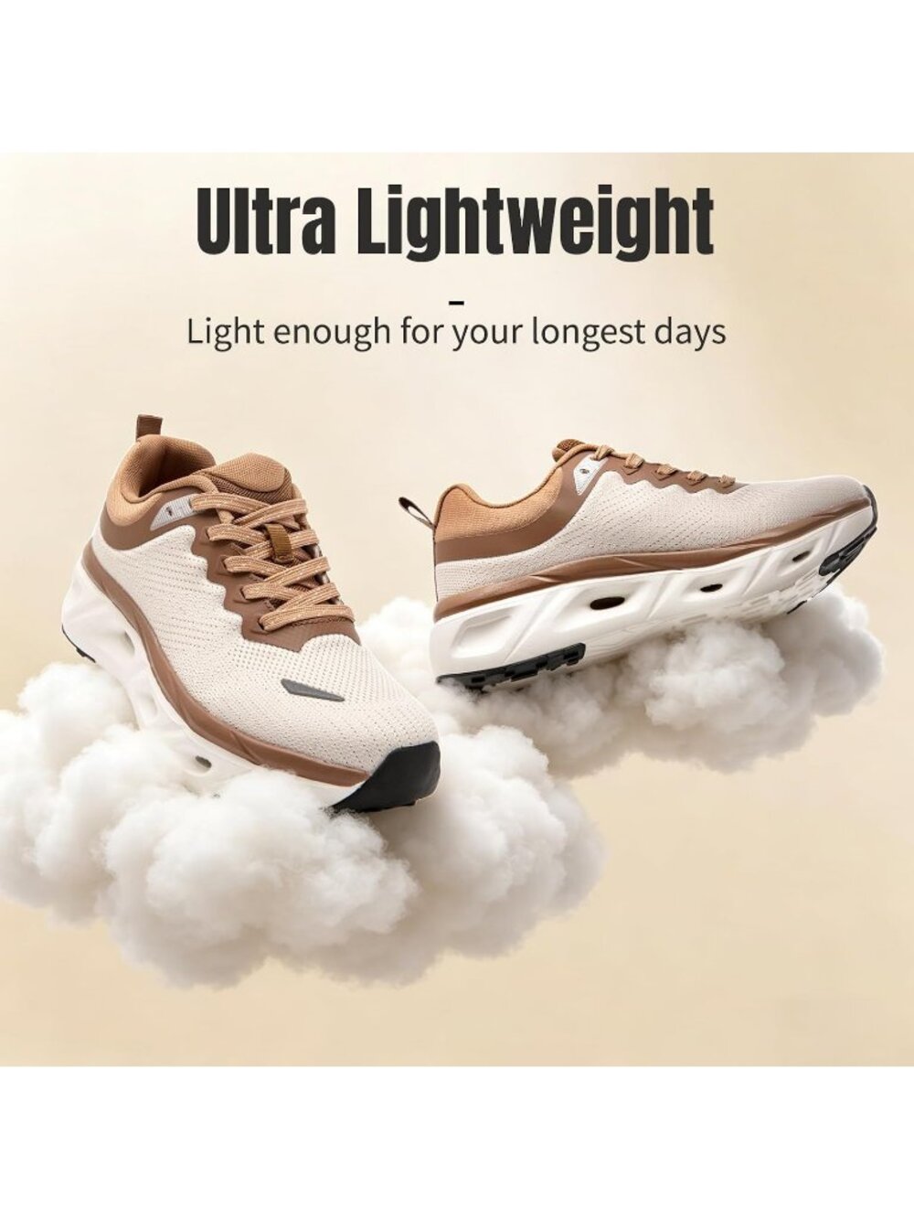 Women's Beige Khaki Comfortable Cushioning Non Slip Work Fashion Walking Sneaker - Picture 6 of 6